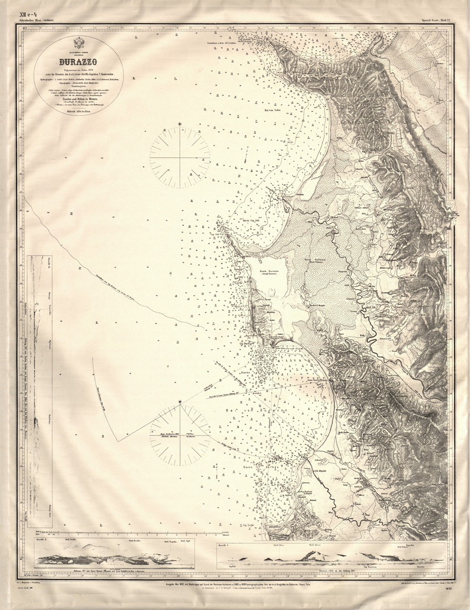 (N:32097) CARTA IDROGRAFICA DELL'ALBANIA - FOGLIO 27 - DURAZZO (SE006387) Carte e stampe antiche: riproduzione a colori su carta (formato A1)