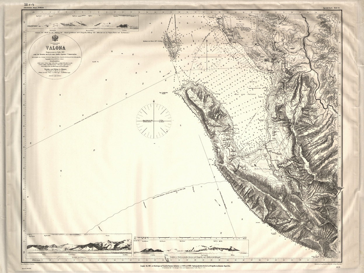 (N:32098) CARTA IDROGRAFICA DELL'ALBANIA - FOGLIO 29 - VALONA (SE006389) Carte e stampe antiche: riproduzione a colori su carta (formato A1)