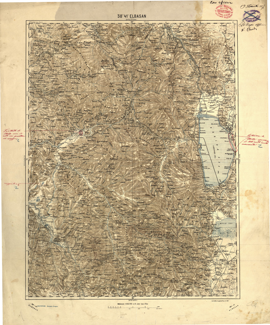 (N:32115) ELBASAN (SE006398) Carte e stampe antiche: riproduzione a colori su carta (formato A1)