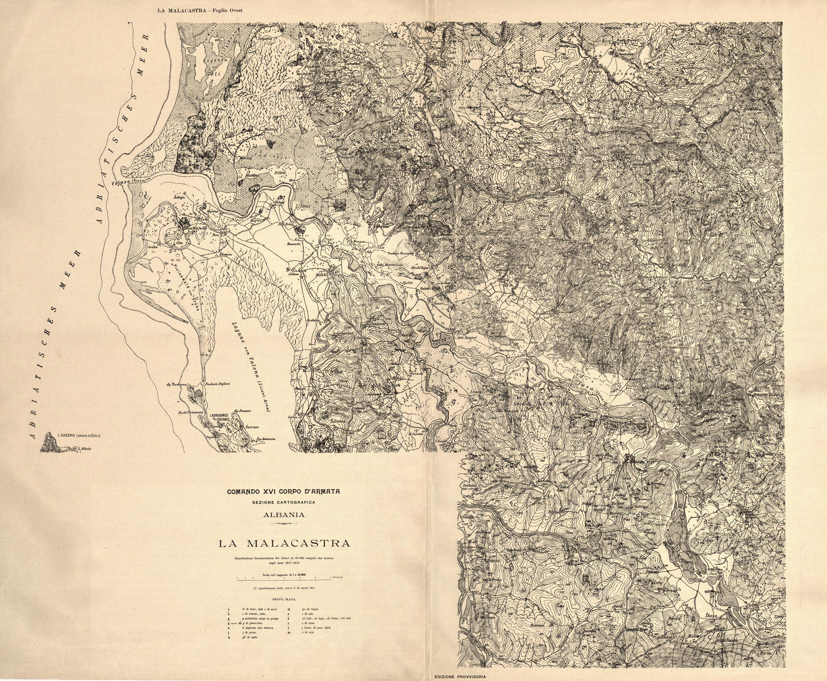 (N:32131) ALBANIA - LA MALACASTRA - FOGLIO OVEST (SE006412) Carte e stampe antiche: riproduzione a colori su carta (formato A1)