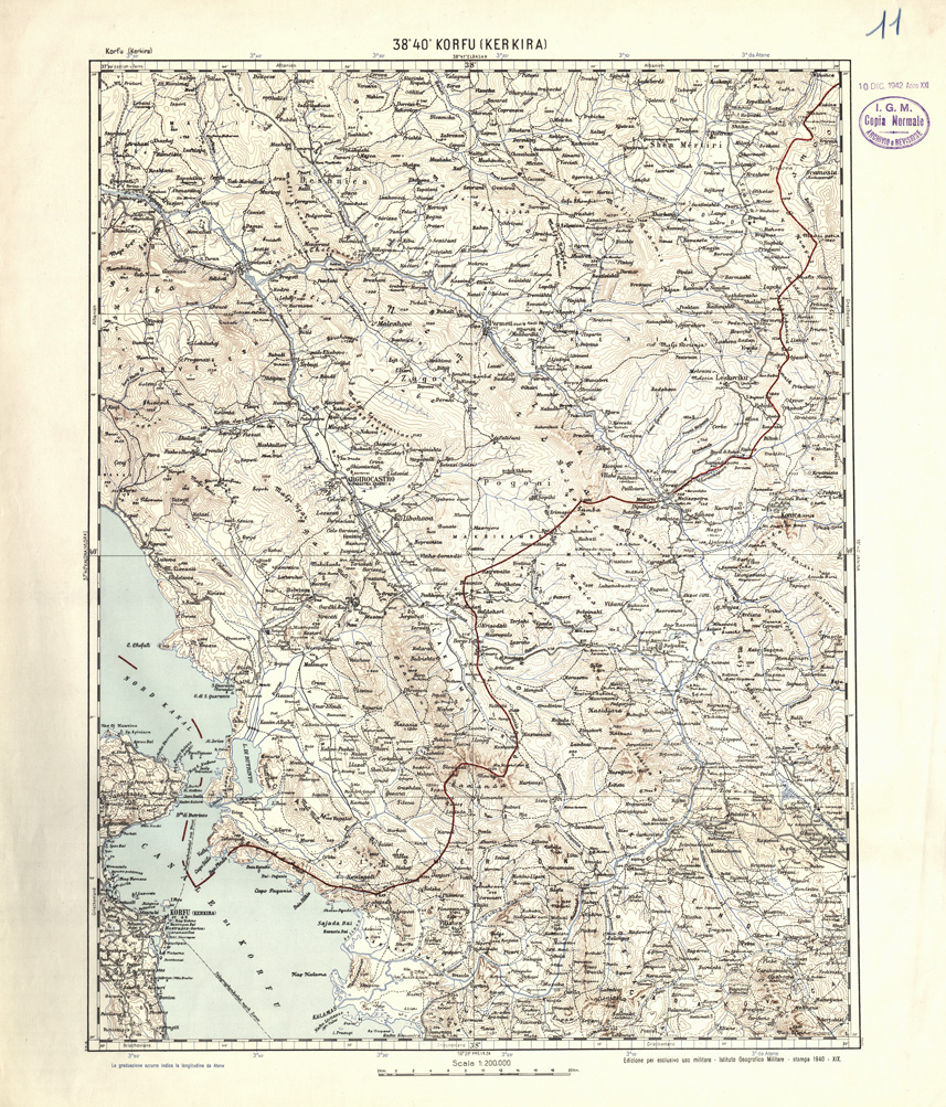 (N:32146) ALBANIA E GRECIA - KORFU ( KERKIRA ) (SE006423) Carte e stampe antiche: riproduzione a colori su carta (formato A1)