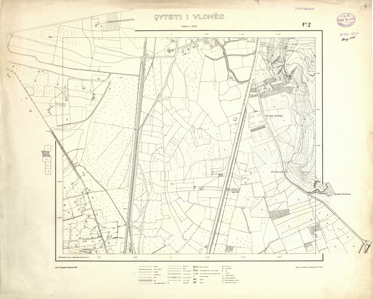 (N:32166) QYTETI I VLONES ( VALONA ) - FOGLIO 2 (SE006437) Carte e stampe antiche: riproduzione a colori su carta (formato A1)