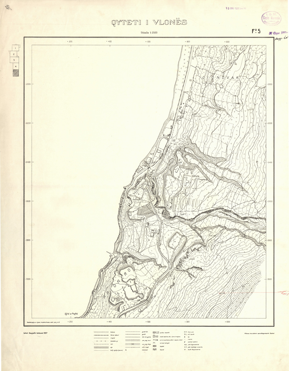 (N:32171) QYTETI I VLONES ( VALONA ) - FOGLIO 5 (SE006442) Carte e stampe antiche: riproduzione a colori su carta (formato A1)