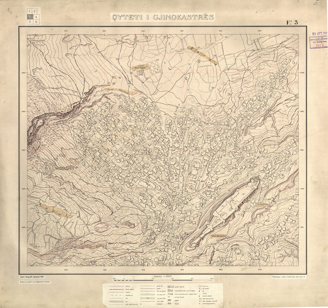 (N:32174) QYTETI I GJINOKASTRES ( ARGIROCASTRO ) - FOGLIO 3 (SE006445) Carte e stampe antiche: riproduzione a colori su carta (formato A1)