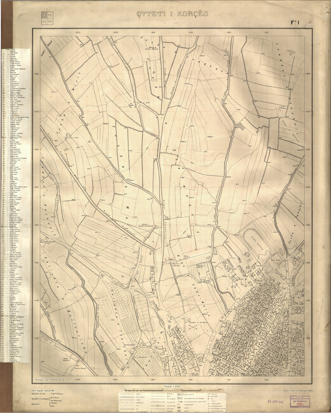 (N:32186) QYTETI I KORCES ( KORCA ) - FOGLIO 1 (SE006456) Carte e stampe antiche: riproduzione a colori su carta (formato A1)