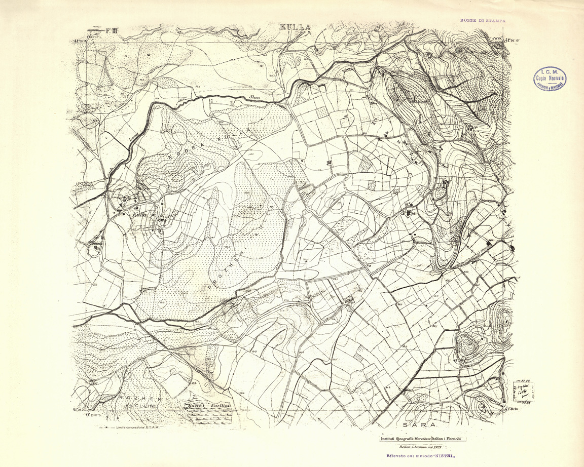 (N:32194) ALBANIA RILIEVI S.A.R.A. - FOGLIO III - KULLA (SE006468) Carte e stampe antiche: riproduzione a colori su carta (formato A1)
