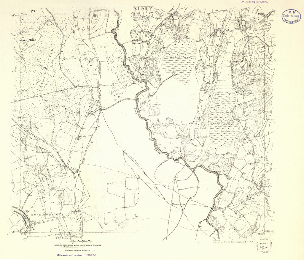 (N:32196) ALBANIA RILIEVI S.A.R.A. - FOGLIO V - SUNEY (SE006470) Carte e stampe antiche: riproduzione a colori su carta (formato A1)