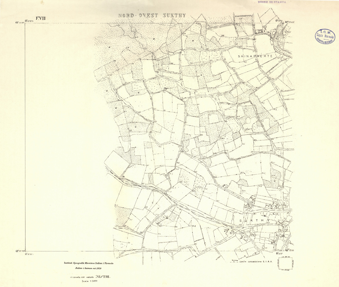(N:32198) ALBANIA RILIEVI S.A.R.A. - FOGLIO VII - NORD OVEST SUKTHY (SE006472) Carte e stampe antiche: riproduzione a colori su carta (formato A1)