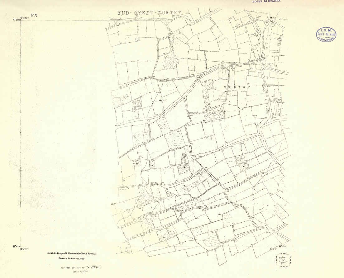 (N:32204) ALBANIA RILIEVI S.A.R.A. - FOGLIO X - SUD OVEST SUKTHY (SE006475) Carte e stampe antiche: riproduzione a colori su carta (formato A1)