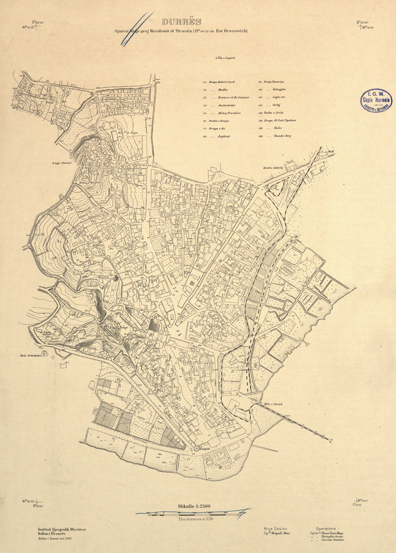 (N:32217) ALBANIA RILIEVI IGM - DURRES ( DURAZZO ) (SE006485) Carte e stampe antiche: riproduzione a colori su carta (formato A1)