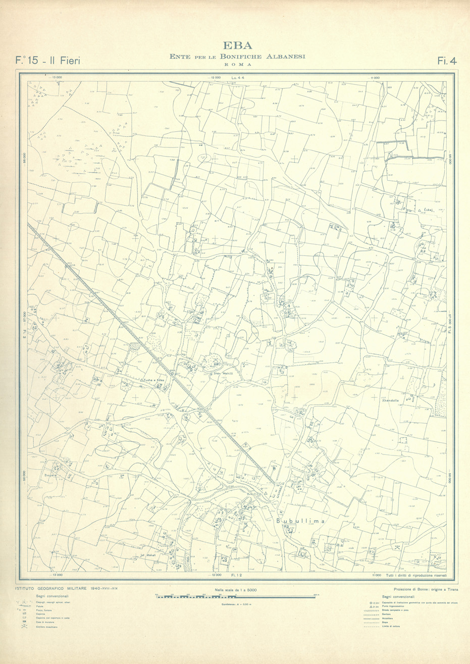 (N:32123) ENTE PER LE BONIFICHE ALBANESI - FOGLIO 15 II - FIERI FI 04 (SE006511) Carte e stampe antiche: riproduzione a colori su carta (formato A1)