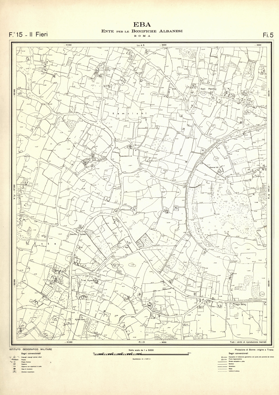 (N:32124) ENTE PER LE BONIFICHE ALBANESI - FOGLIO 15 II - FIERI FI 05 (SE006512) Carte e stampe antiche: riproduzione a colori su carta (formato A1)