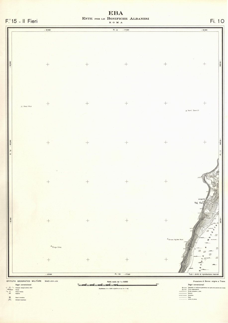 (N:32126) ENTE PER LE BONIFICHE ALBANESI - FOGLIO 15 II - FIERI FI 10 (SE006514) Carte e stampe antiche: riproduzione a colori su carta (formato A1)