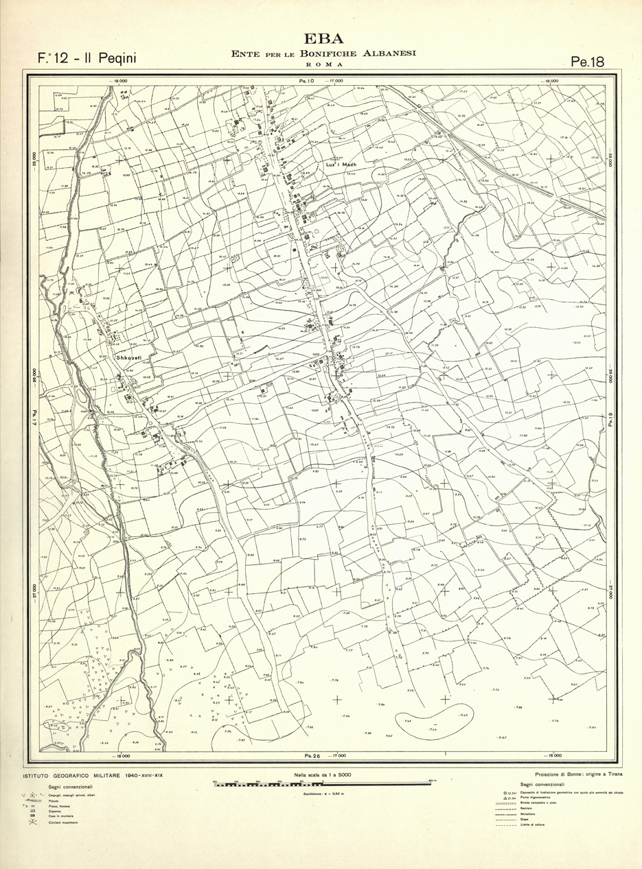 (N:32261) ENTE PER LE BONIFICHE ALBANESI - FOGLIO 12 II - PEQUINI PE 18 (SE006571) Carte e stampe antiche: riproduzione a colori su carta (formato A1)