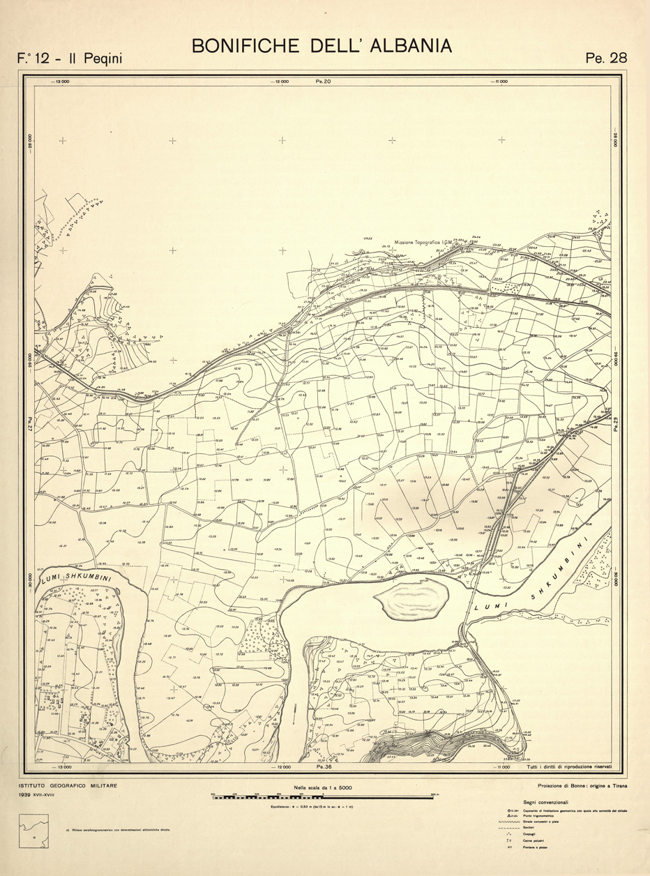 (N:32266) ENTE PER LE BONIFICHE ALBANESI - FOGLIO 12 II - PEQUINI PE 28 (SE006576) Carte e stampe antiche: riproduzione a colori su carta (formato A1)