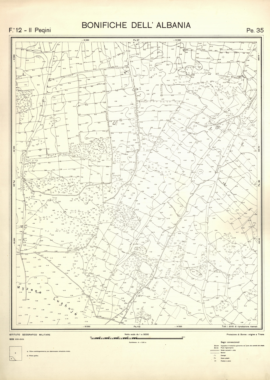 (N:32270) ENTE PER LE BONIFICHE ALBANESI - FOGLIO 12 II - PEQUINI PE 35 (SE006580) Carte e stampe antiche: riproduzione a colori su carta (formato A1)