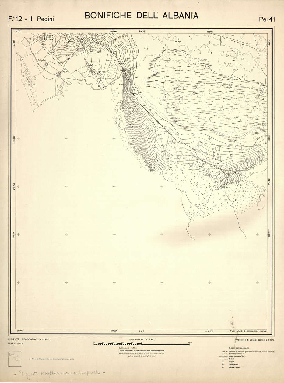 (N:32272) ENTE PER LE BONIFICHE ALBANESI - FOGLIO 12 II - PEQUINI PE 41 (SE006582) Carte e stampe antiche: riproduzione a colori su carta (formato A1)
