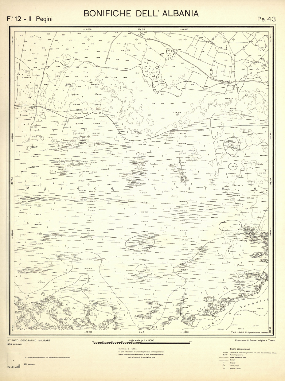 (N:32274) ENTE PER LE BONIFICHE ALBANESI - FOGLIO 12 II - PEQUINI PE 43 (SE006584) Carte e stampe antiche: riproduzione a colori su carta (formato A1)