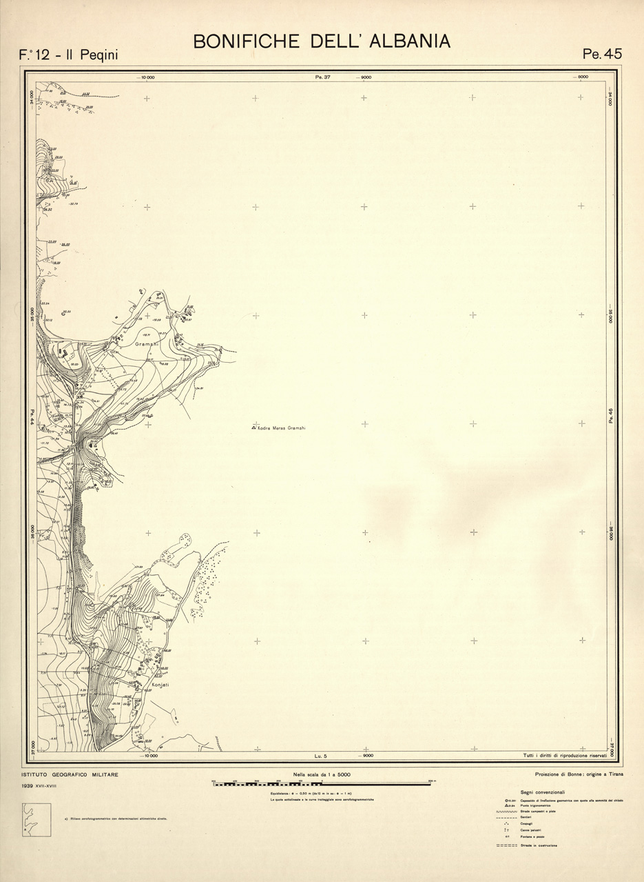 (N:32276) ENTE PER LE BONIFICHE ALBANESI - FOGLIO 12 II - PEQUINI PE 45 (SE006586) Carte e stampe antiche: riproduzione a colori su carta (formato A1)