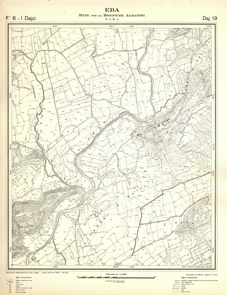 (N:32311) ENTE PER LE BONIFICHE ALBANESI - FOGLIO 06 I - DAJCI DAJ 19 (SE006618) Carte e stampe antiche: riproduzione a colori su carta (formato A1)
