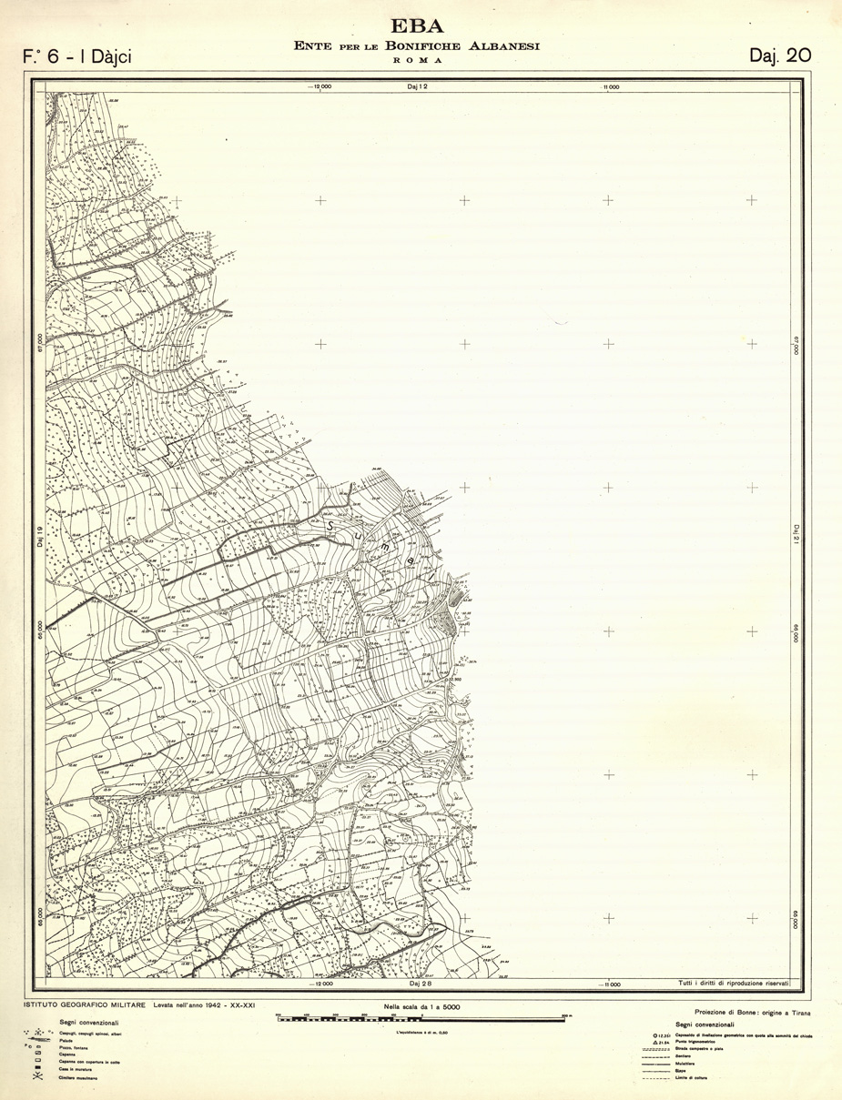 (N:32312) ENTE PER LE BONIFICHE ALBANESI - FOGLIO 06 I - DAJCI DAJ 20 (SE006619) Carte e stampe antiche: riproduzione a colori su carta (formato A1)
