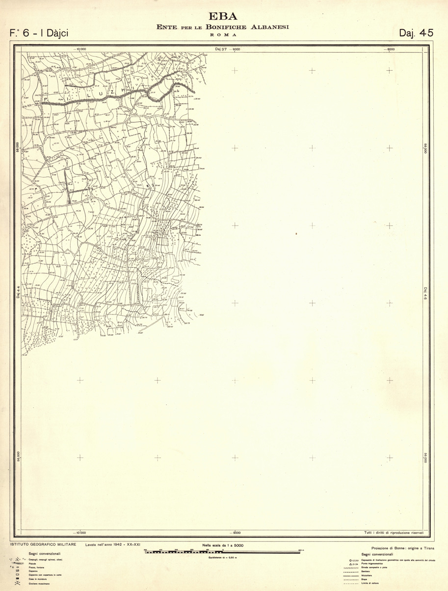 (N:32319) ENTE PER LE BONIFICHE ALBANESI - FOGLIO 06 I - DAJCI DAJ 45 (SE006626) Carte e stampe antiche: riproduzione a colori su carta (formato A1)