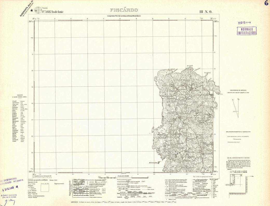 (N:32342) GRECIA ISOLE IONIE - FOGLIO 5682 III NO - FISCARDO (SE006649) Carte e stampe antiche: riproduzione a colori su carta (formato A1)