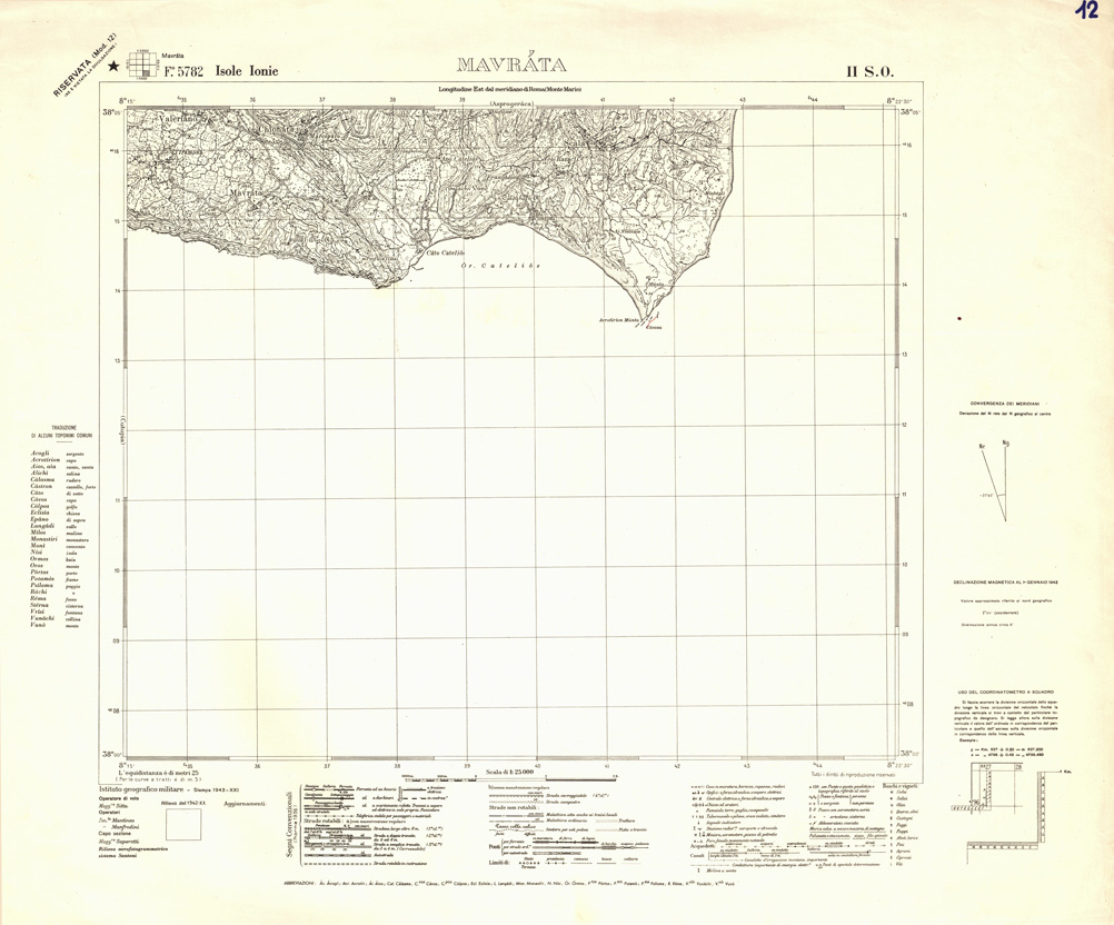 (N:32348) GRECIA ISOLE IONIE - FOGLIO 5782 II SO - MAVRATA (SE006655) Carte e stampe antiche: riproduzione a colori su carta (formato A1)