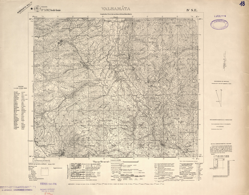 (N:32354) GRECIA ISOLE IONIE - FOGLIO 5782 IV SE - VALSAMATA (SE006661) Carte e stampe antiche: riproduzione a colori su carta (formato A1)