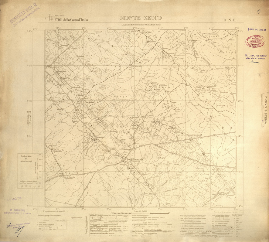 (N:32364) FOGLI OLTRE FRONTIERA - FOGLIO 3971 II N.E. MONTE SECCO (SE006667) Carte e stampe antiche: riproduzione a colori su carta (formato A1)