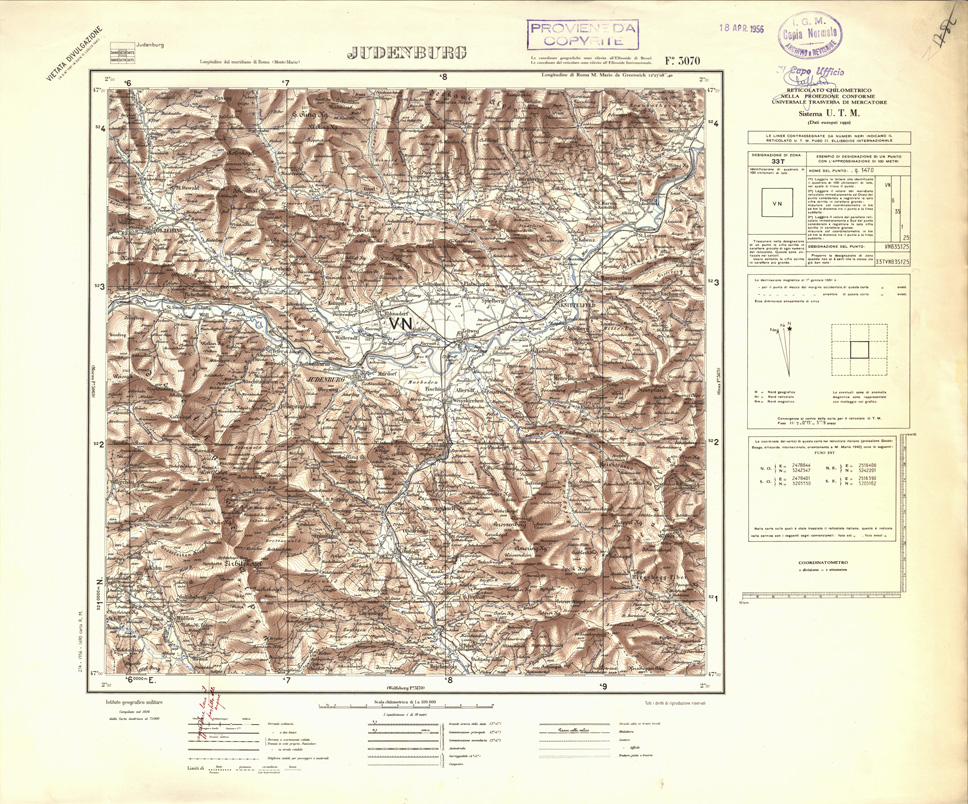 (N:32379) FOGLI OLTRE FRONTIERA - FOGLIO 3070 JUDENGURG (SE006682) Carte e stampe antiche: riproduzione a colori su carta (formato A1)