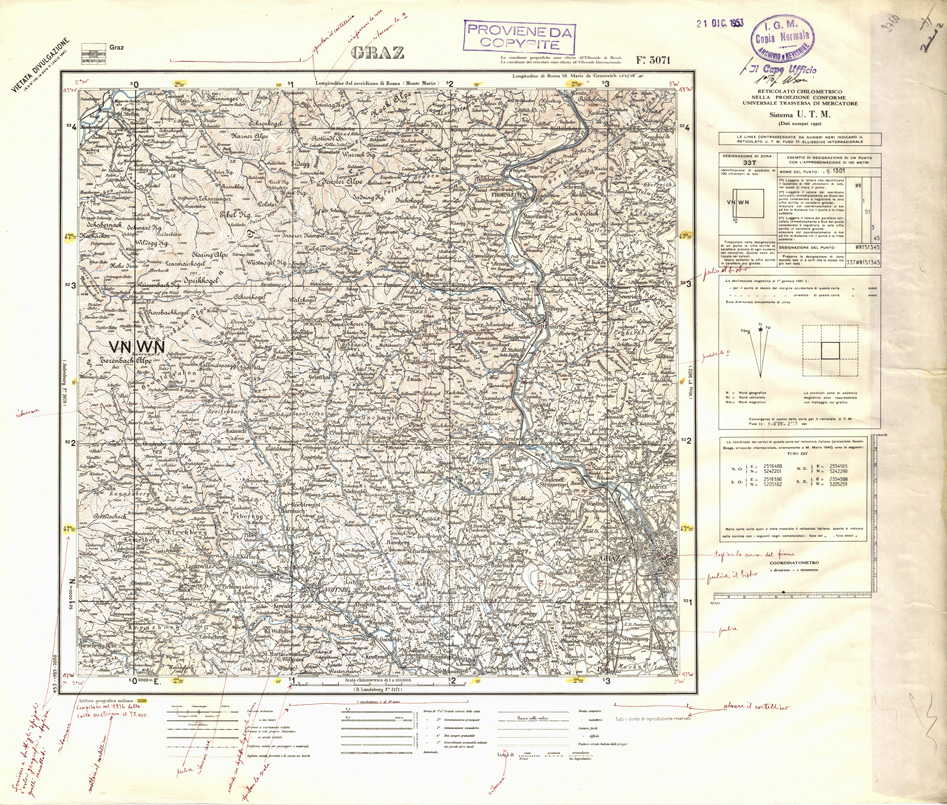 (N:32380) FOGLI OLTRE FRONTIERA - FOGLIO 3070 GRAZ (SE006683) Carte e stampe antiche: riproduzione a colori su carta (formato A1)