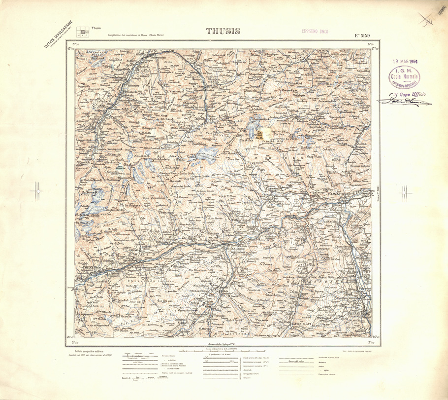 (N:32382) FOGLI OLTRE FRONTIERA - FOGLIO 3159 THUSIS (SE006685) Carte e stampe antiche: riproduzione a colori su carta (formato A1)