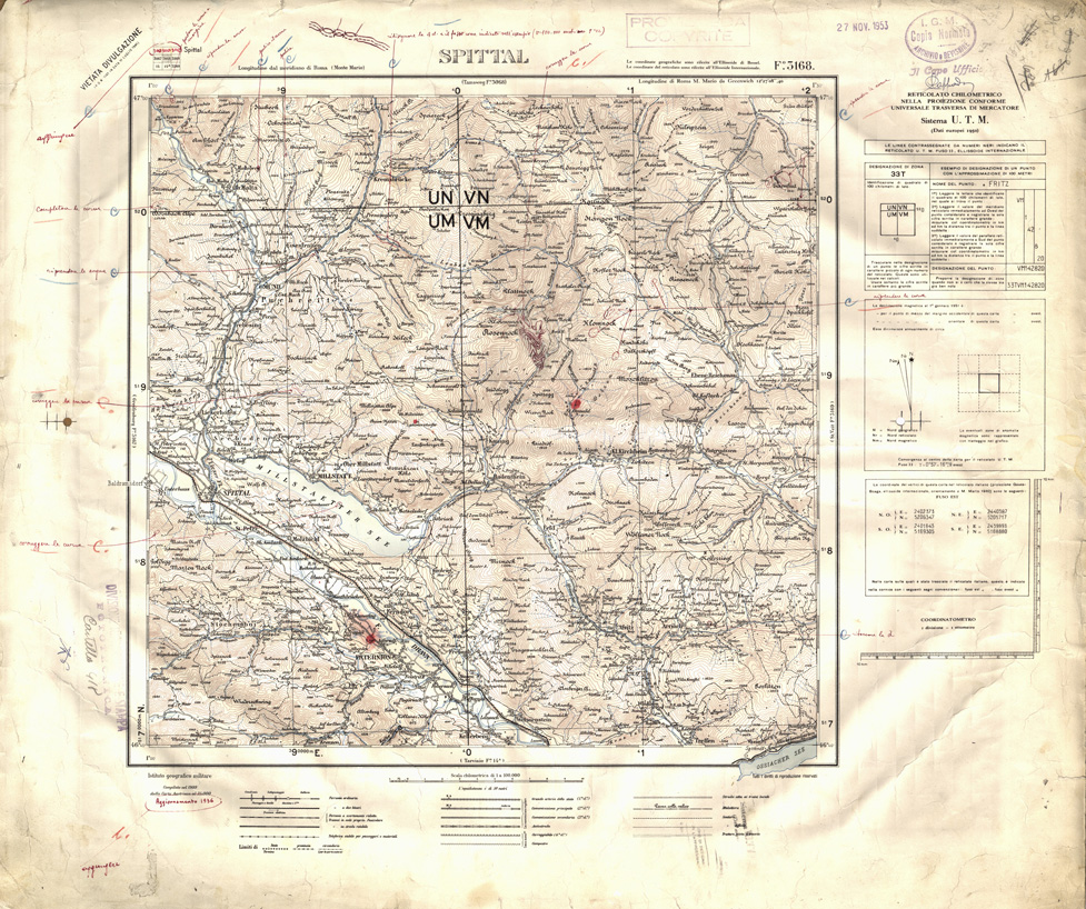 (N:32385) FOGLI OLTRE FRONTIERA - FOGLIO 3168 SPITTAL (SE006688) Carte e stampe antiche: riproduzione a colori su carta (formato A1)