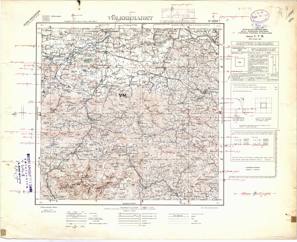 (N:32391) FOGLI OLTRE FRONTIERA - FOGLIO 3270 VOLKERMARKT (SE006694) Carte e stampe antiche: riproduzione a colori su carta (formato A1)