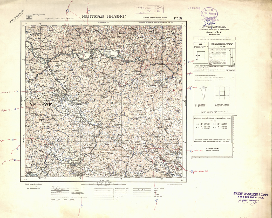 (N:32392) FOGLI OLTRE FRONTIERA - FOGLIO 3271 SLOVENJI GRADEC (SE006695) Carte e stampe antiche: riproduzione a colori su carta (formato A1)