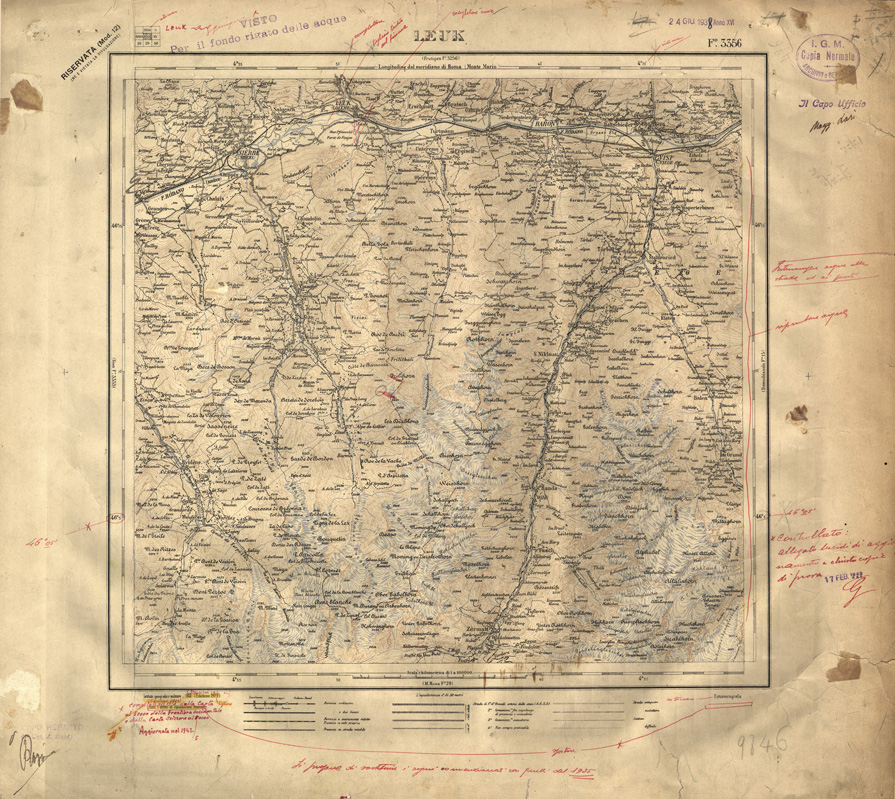 (N:32396) FOGLI OLTRE FRONTIERA - FOGLIO 3356 LEUK (SE006699) Carte e stampe antiche: riproduzione a colori su carta (formato A1)