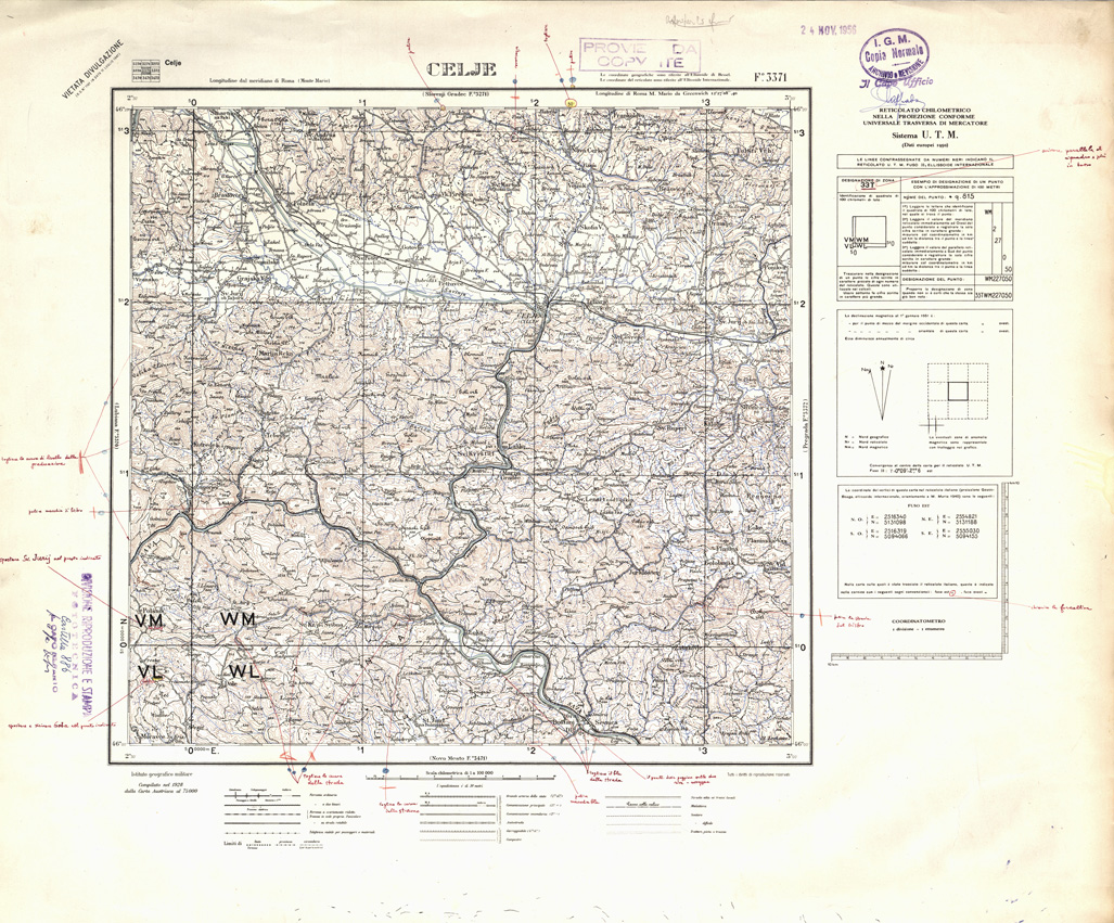 (N:32398) FOGLI OLTRE FRONTIERA - FOGLIO 3371 CELJE (SE006701) Carte e stampe antiche: riproduzione a colori su carta (formato A1)