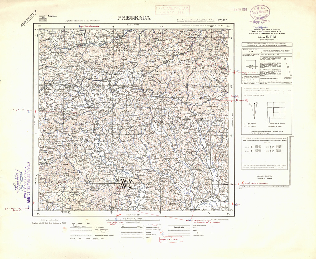 (N:32399) FOGLI OLTRE FRONTIERA - FOGLIO 3372 PREGRADA (SE006702) Carte e stampe antiche: riproduzione a colori su carta (formato A1)
