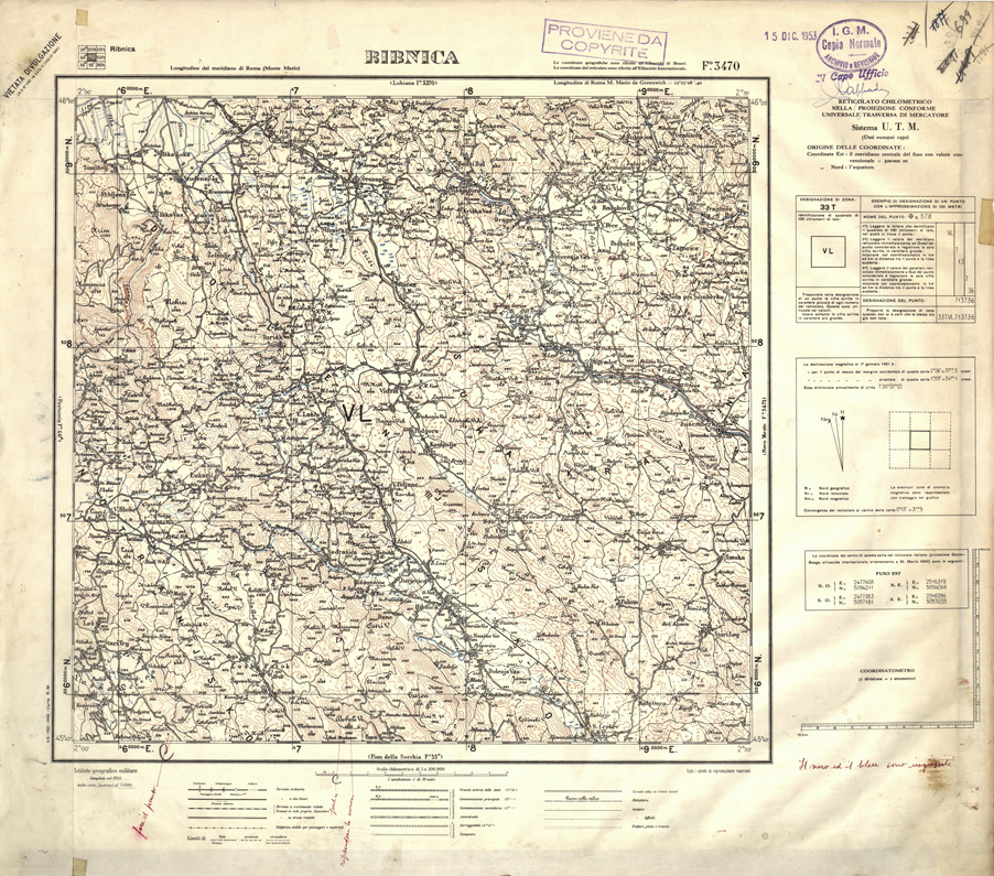 (N:32401) FOGLI OLTRE FRONTIERA - FOGLIO 3470 RIBNICA (SE006704) Carte e stampe antiche: riproduzione a colori su carta (formato A1)