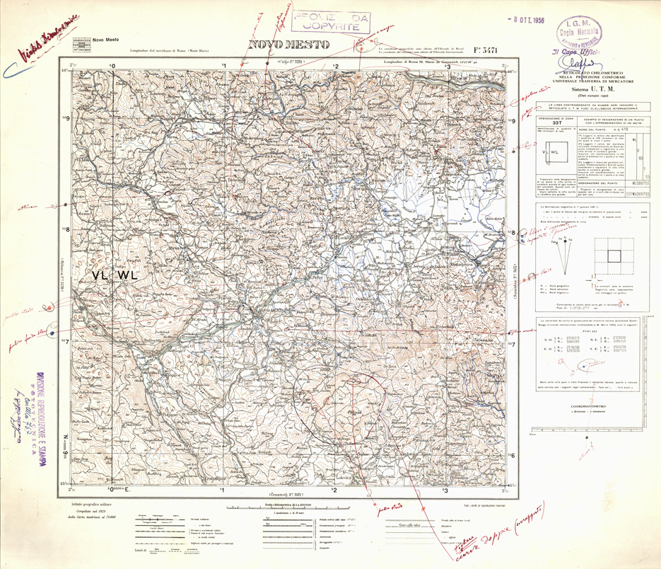 (N:32402) FOGLI OLTRE FRONTIERA - FOGLIO 3471 NOVO MESTO (SE006705) Carte e stampe antiche: riproduzione a colori su carta (formato A1)