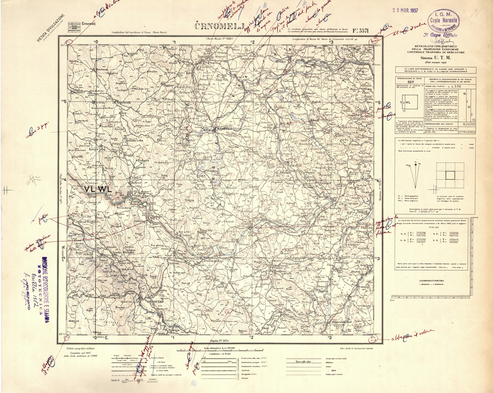 (N:32408) FOGLI OLTRE FRONTIERA - FOGLIO 3571 CRNOMELJ (SE006711) Carte e stampe antiche: riproduzione a colori su carta (formato A1)