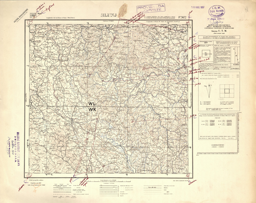 (N:32414) FOGLI OLTRE FRONTIERA - FOGLIO 3672 SLUNJ (SE006717) Carte e stampe antiche: riproduzione a colori su carta (formato A1)