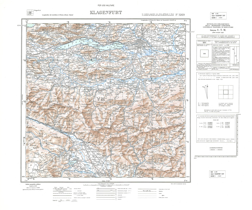 (N:32714) FOGLI OLTRE FRONTIERA - FOGLIO 3269 KLAGENFURT (SE006763) Carte e stampe antiche: riproduzione a colori su carta (formato A1)