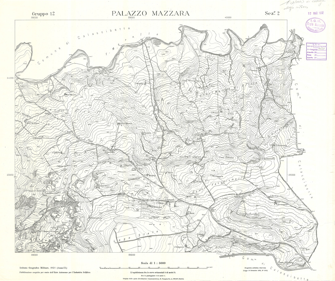(N:32851) MINIERE SOLFIFERE DELLA SICILIA GRUPPO 12 SEZ 2 PALAZZO MAZZARA (SE006811) Carte e stampe antiche: riproduzione a colori su carta (formato A1)