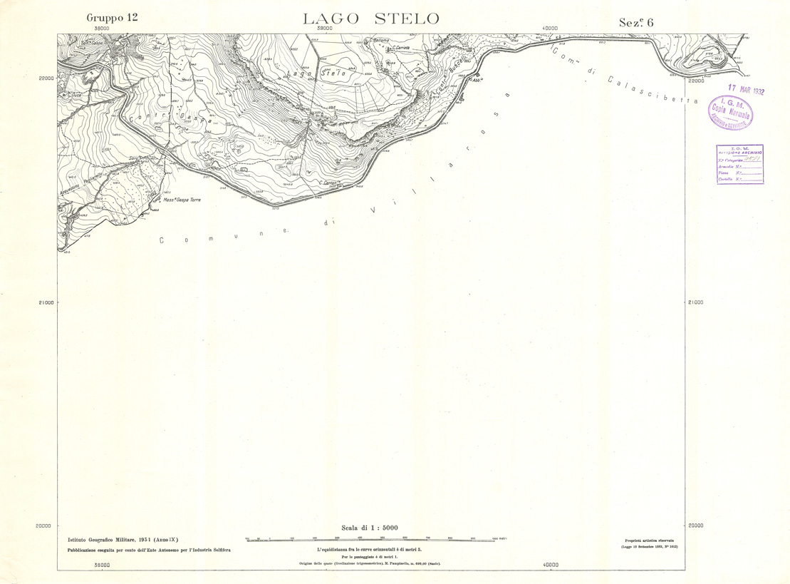 (N:32855) MINIERE SOLFIFERE DELLA SICILIA GRUPPO 12 SEZ 6 LAGO STELO (SE006815) Carte e stampe antiche: riproduzione a colori su carta (formato A1)
