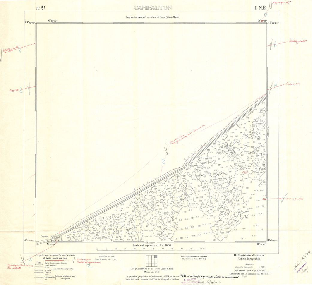 (N:32918) CARTA DELLA LAGUNA DI VENEZIA - FOGLIO 2I I NE - CAMPALTON (SE006881) Carte e stampe antiche: riproduzione a colori su carta (formato A1)