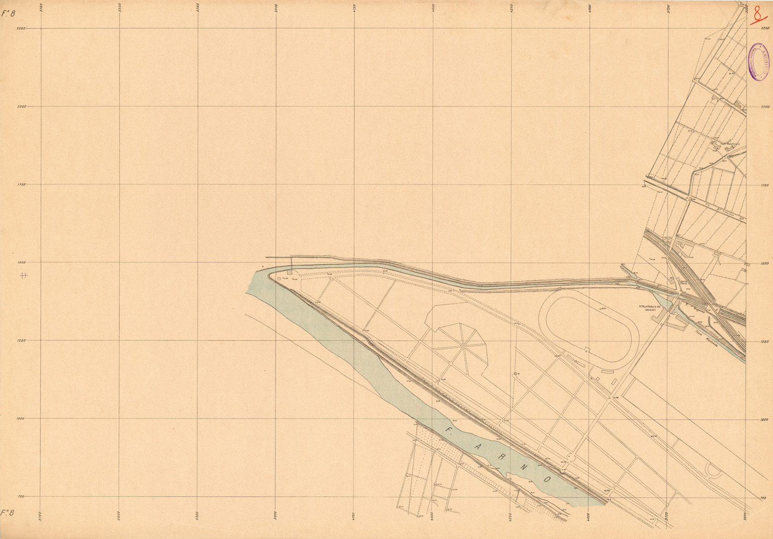 (N:35355) FIRENZE ALLA SCALA DI 1:2.500 - FOGLIO 08 (SE007035) Carte e stampe antiche: riproduzione a colori su carta (formato A1)