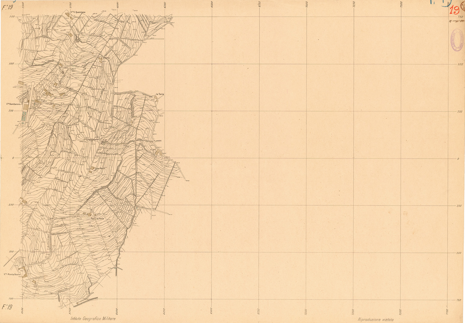 (N:35366) FIRENZE ALLA SCALA DI 1:2.500 - FOGLIO 19 (SE007066) Carte e stampe antiche: riproduzione a colori su carta (formato A1)