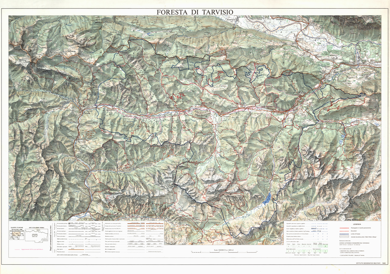 (N:32438) FORESTA DI TARVISIO. (SE007136) Carte e stampe antiche: riproduzione a colori su carta (formato A1)
